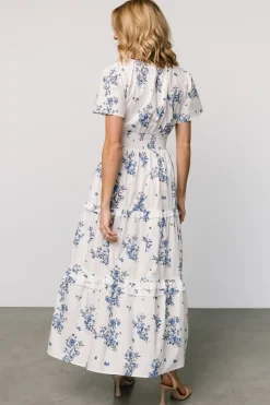 Baltic Born Kiana Poplin Maxi Dress | Off White + Blue