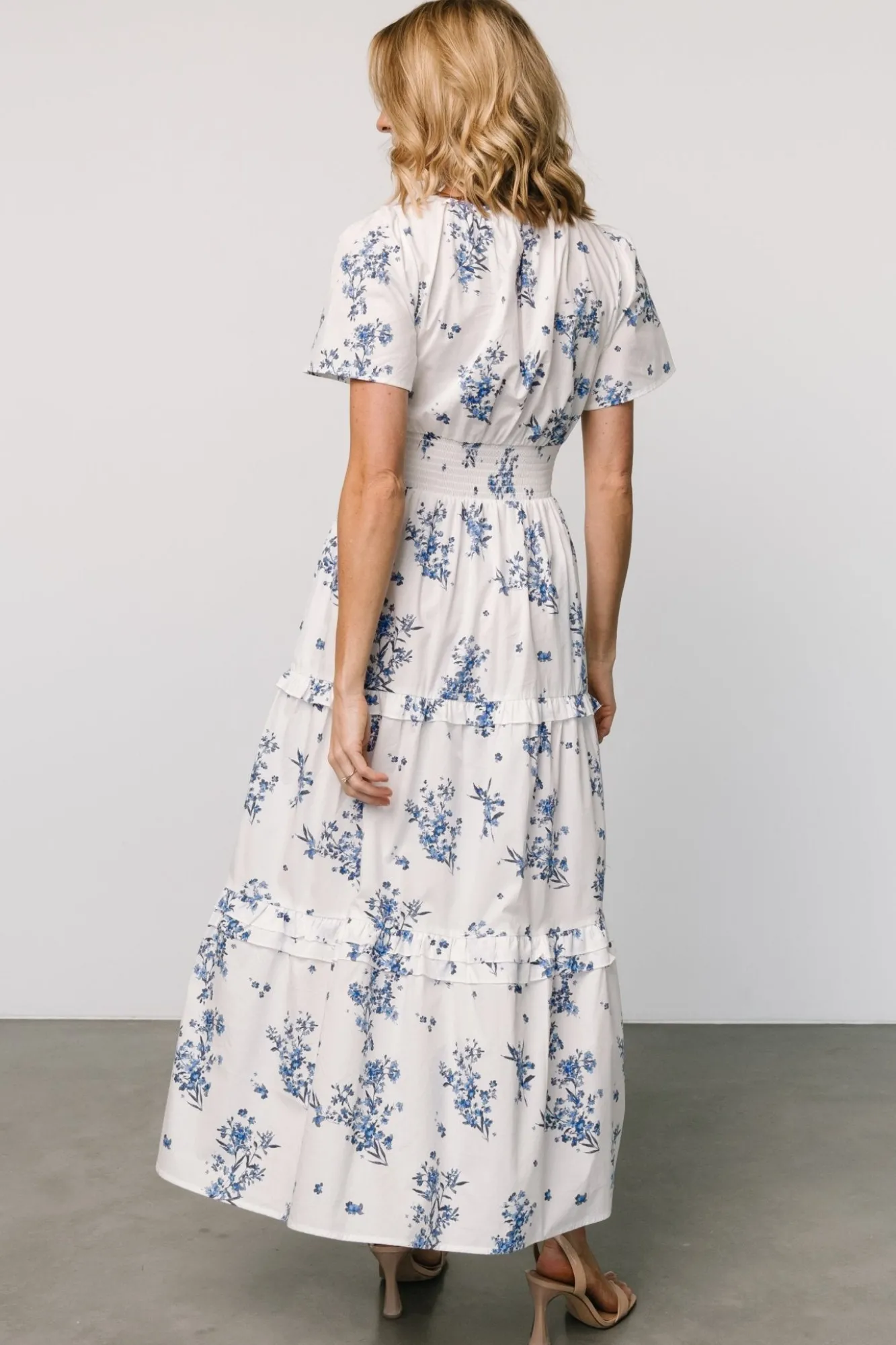 Baltic Born Kiana Poplin Maxi Dress | Off White + Blue
