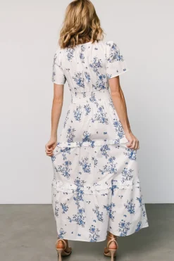 Baltic Born Kiana Poplin Maxi Dress | Off White + Blue