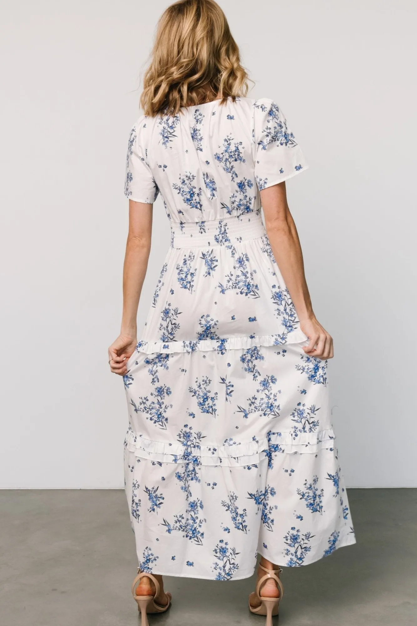 Baltic Born Kiana Poplin Maxi Dress | Off White + Blue