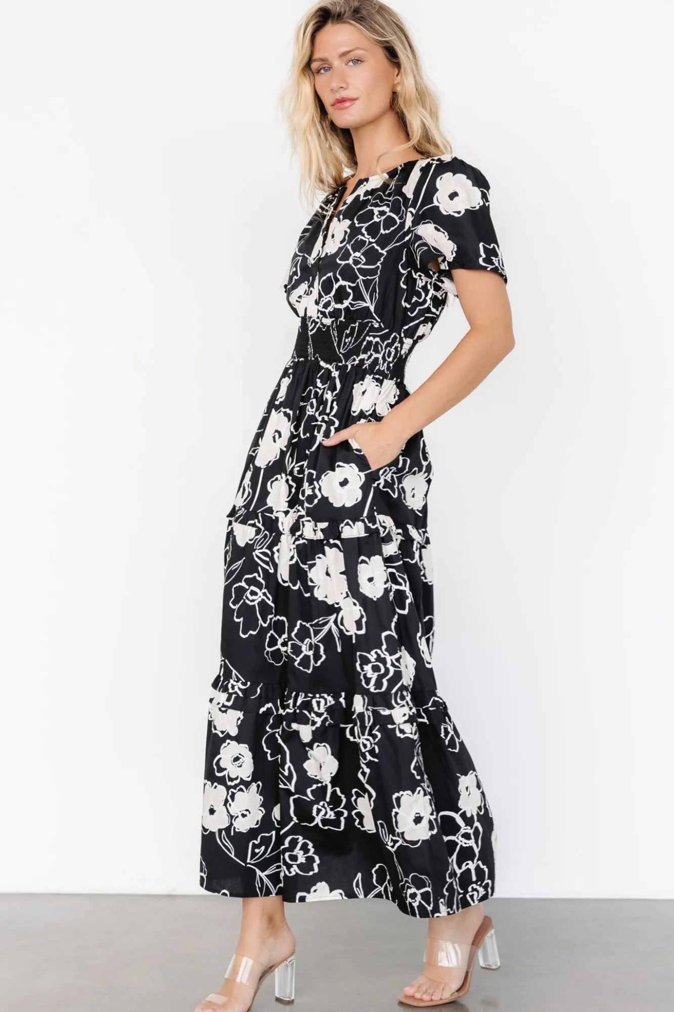 Baltic Born Kiana Poplin Maxi Dress | Black + Cream