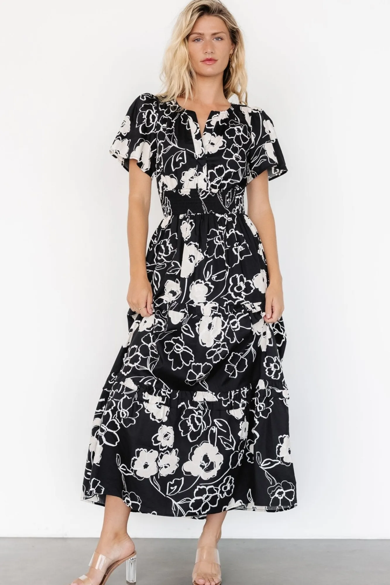 Baltic Born Kiana Poplin Maxi Dress | Black + Cream