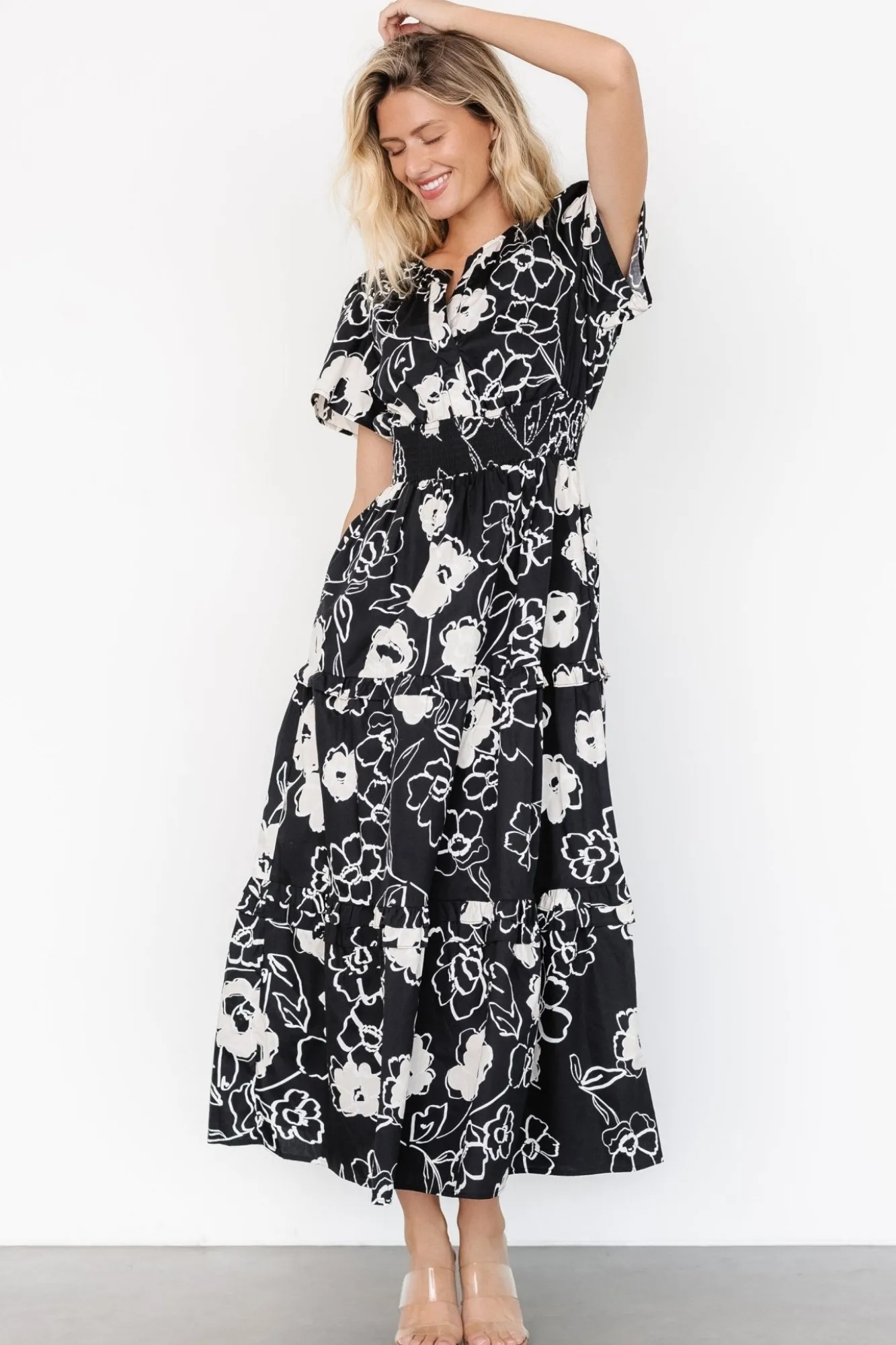 Baltic Born Kiana Poplin Maxi Dress | Black + Cream
