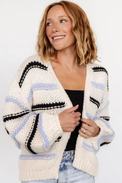 Baltic Born Kimmy Chunky Knit Cardigan | Cream + Lilac