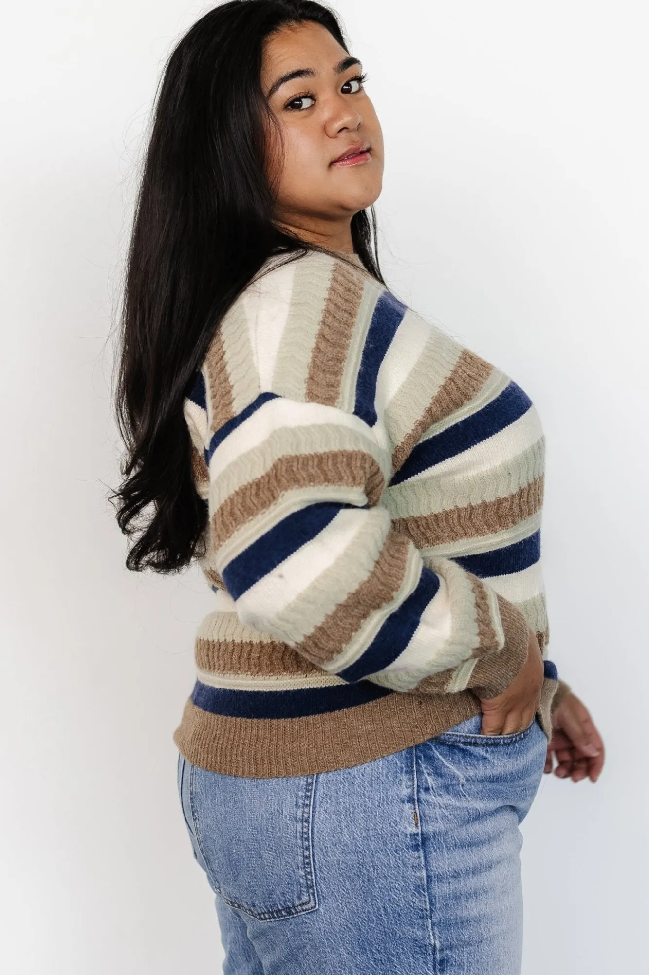 Baltic Born Kira Striped Sweater | Navy + Sage Multi