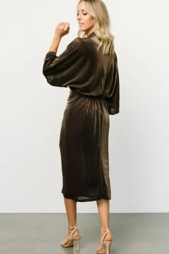 Baltic Born Kleo Ruched Midi Dress | Bronze Shimmer