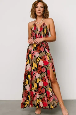 Baltic Born Kota Halter Maxi Dress | Navy Multi Print