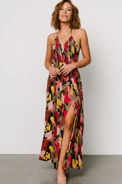 Baltic Born Kota Halter Maxi Dress | Navy Multi Print