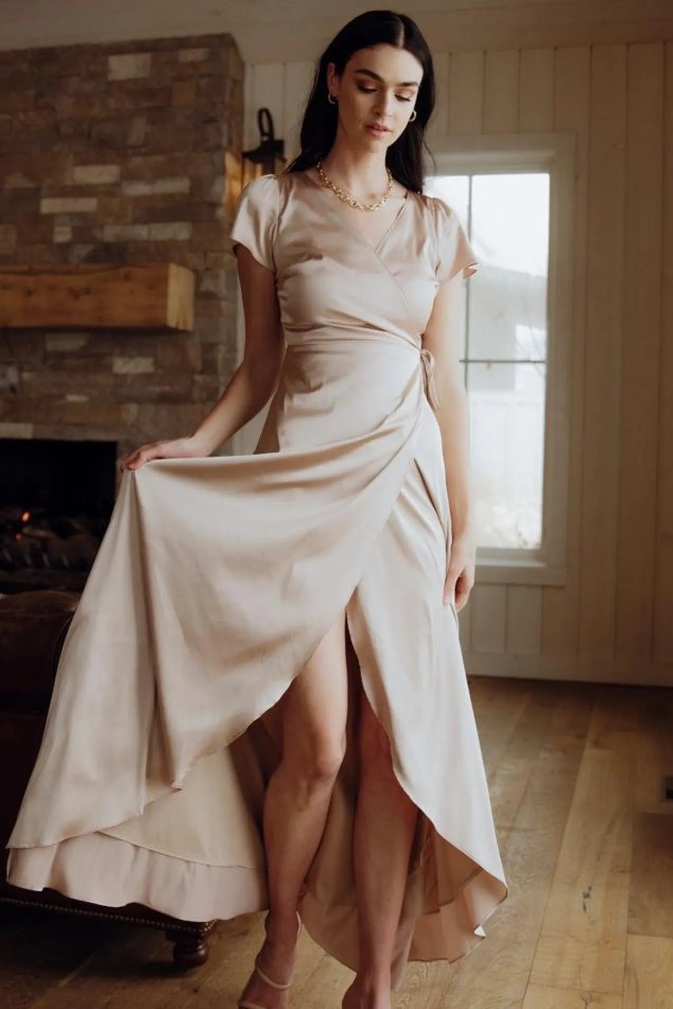 Baltic Born Krystal Satin Wrap Gown |