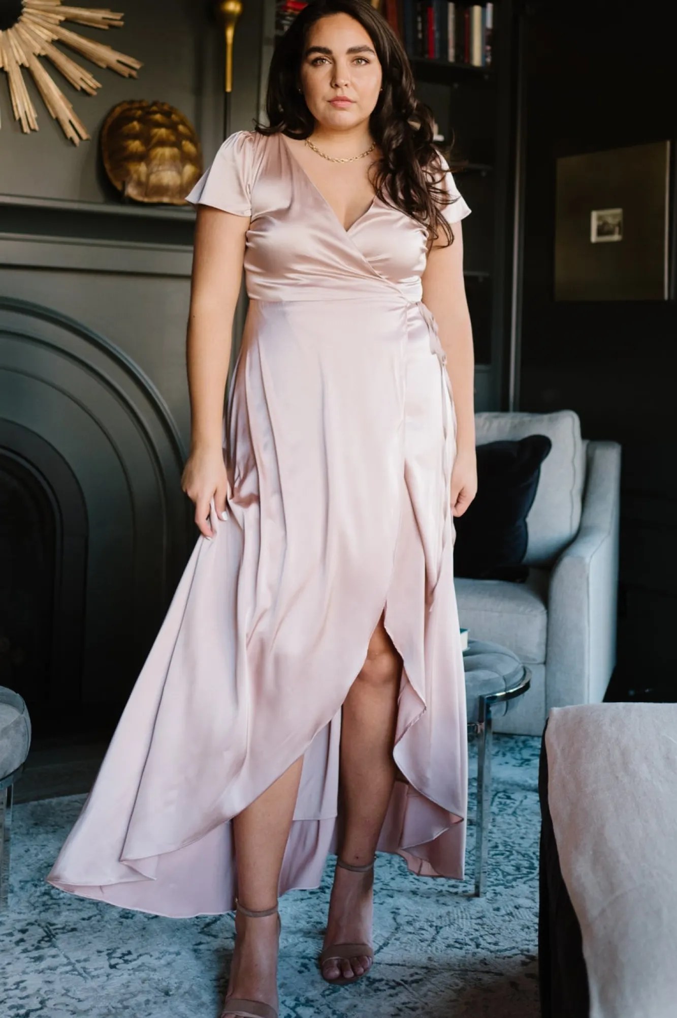 Baltic Born Krystal Satin Wrap Gown |
