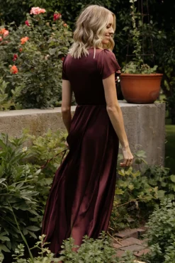 Baltic Born Krystal Satin Wrap Gown | Dark Clove