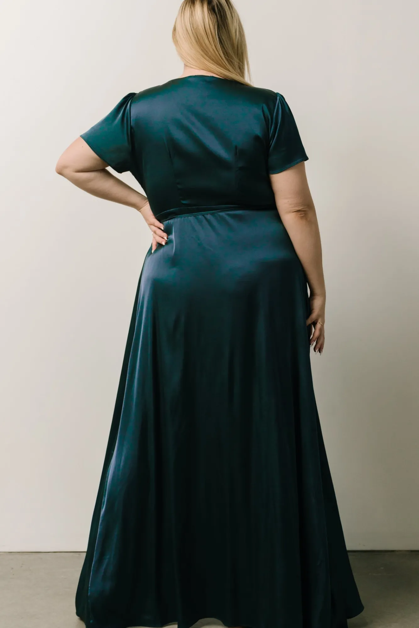Baltic Born Krystal Satin Wrap Gown | Deep Blue