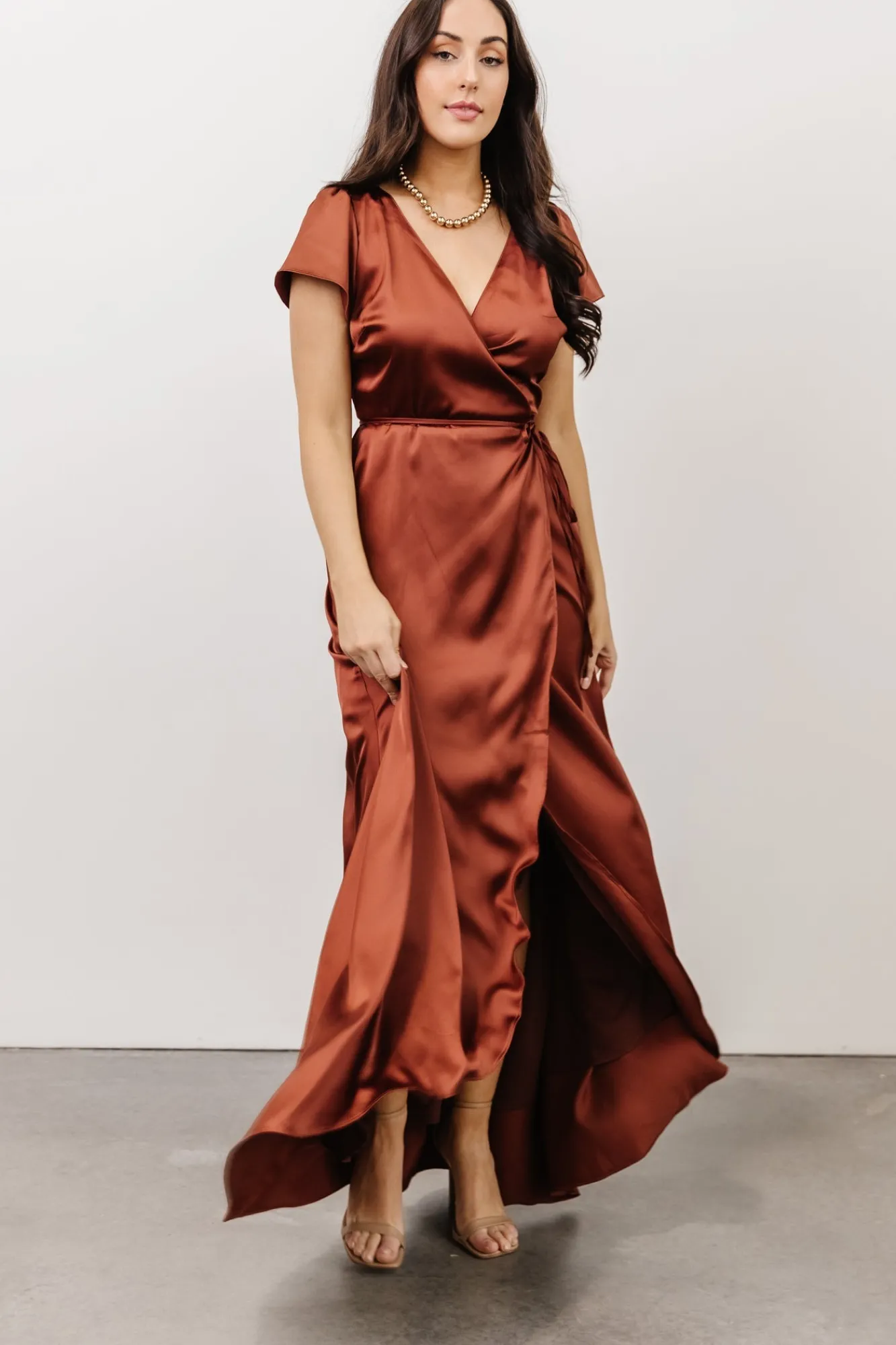 Baltic Born Krystal Satin Wrap Gown |