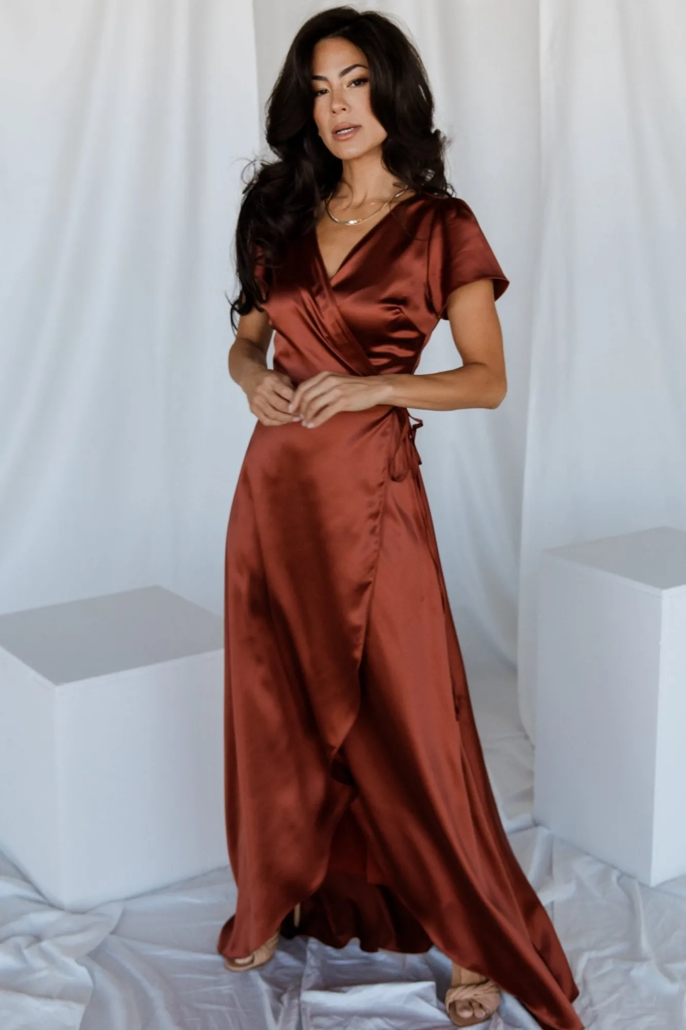 Baltic Born Krystal Satin Wrap Gown |