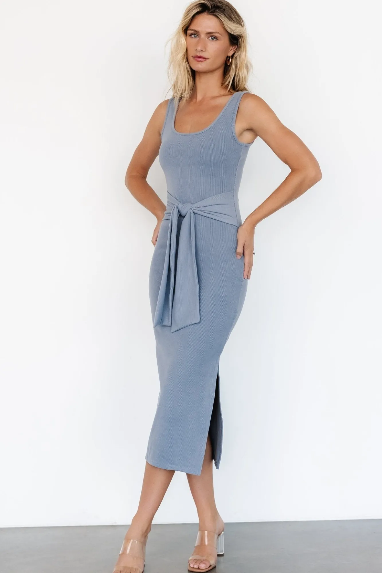 Baltic Born Kylee Front Tie Dress | Dusty Blue