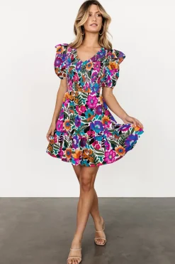 Baltic Born Kyrie Puff Sleeve Short Dress | White Multi