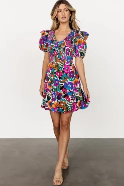 Baltic Born Kyrie Puff Sleeve Short Dress | White Multi