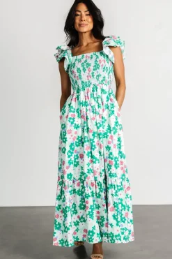 Baltic Born Laguna Smocked Maxi Dress | Green Floral