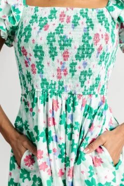 Baltic Born Laguna Smocked Maxi Dress | Green Floral