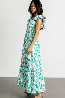 Baltic Born Laguna Smocked Maxi Dress | Green Floral