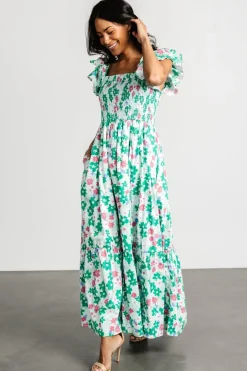 Baltic Born Laguna Smocked Maxi Dress | Green Floral