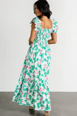 Baltic Born Laguna Smocked Maxi Dress | Green Floral