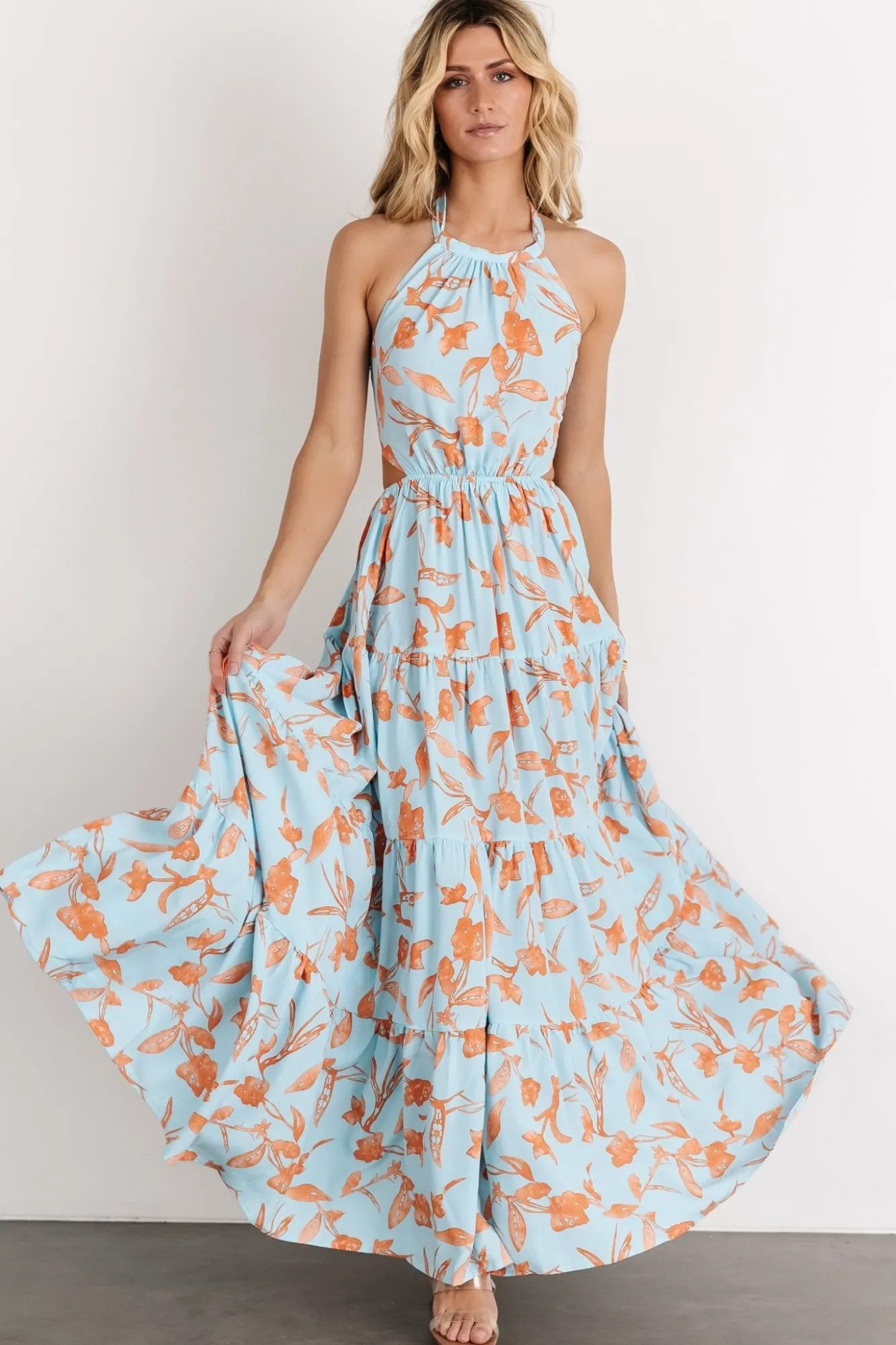 Baltic Born Laie Back Tie Maxi Dress | Blue + Orange