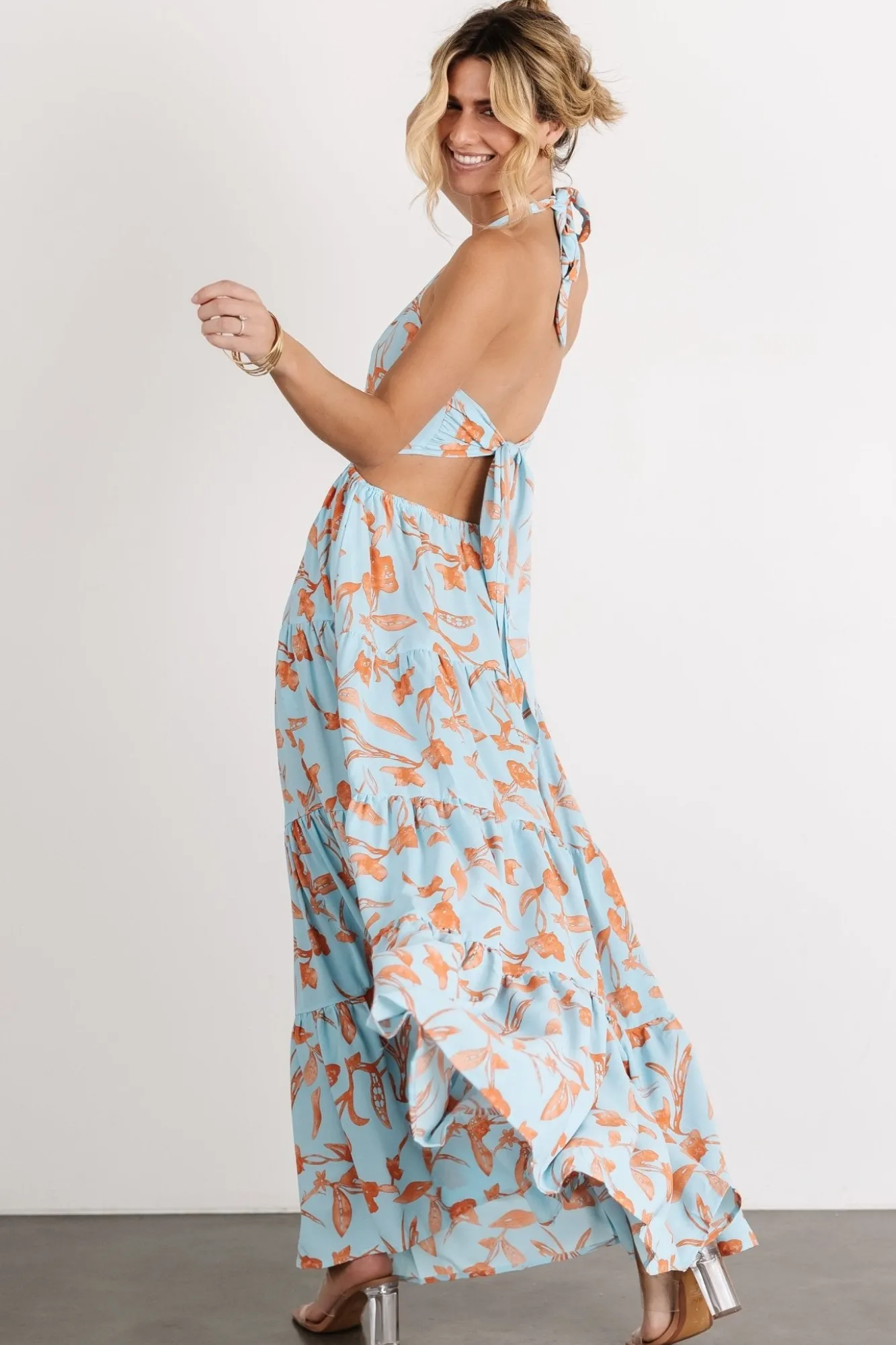 Baltic Born Laie Back Tie Maxi Dress | Blue + Orange