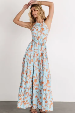 Baltic Born Laie Back Tie Maxi Dress | Blue + Orange