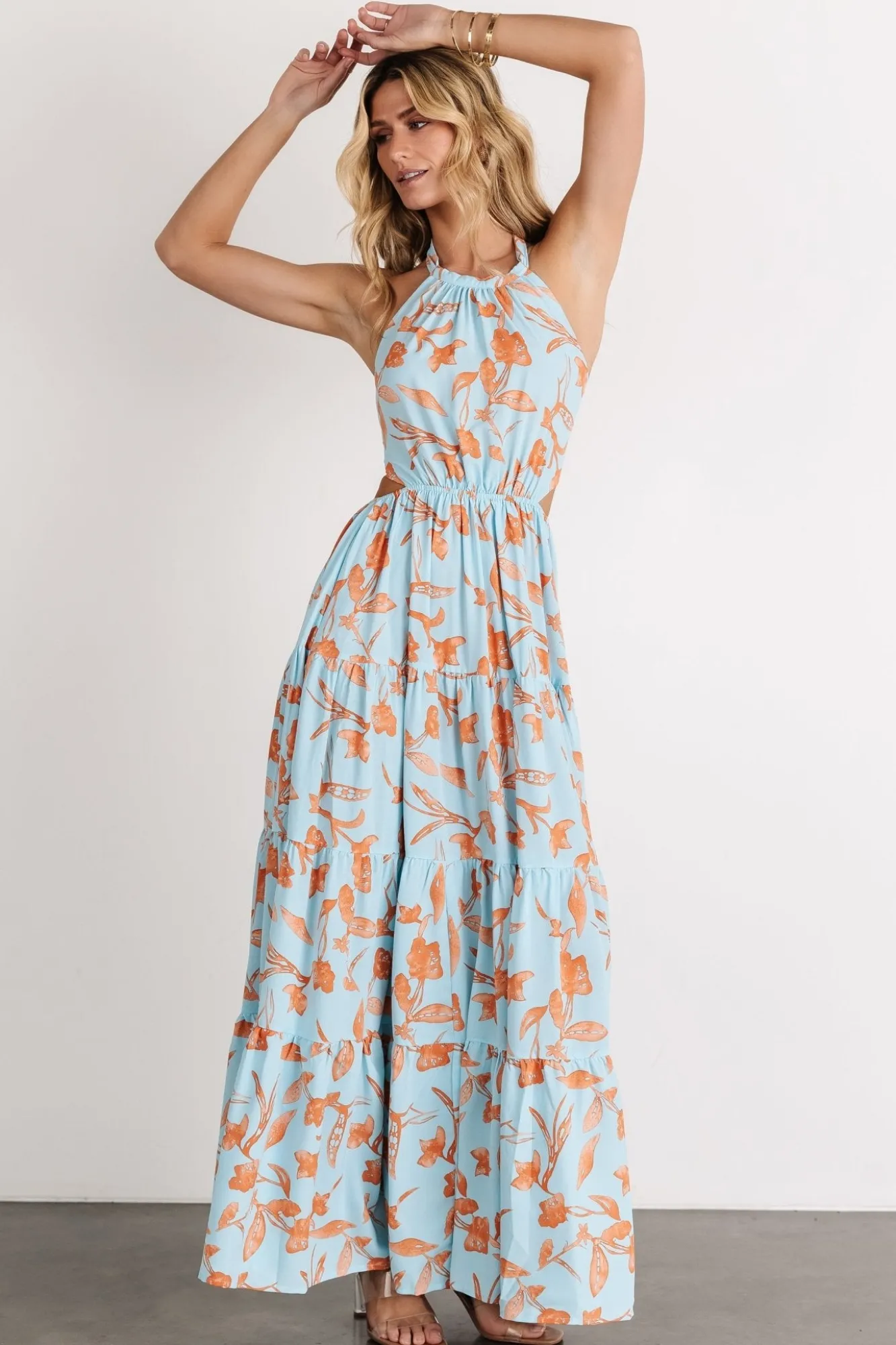 Baltic Born Laie Back Tie Maxi Dress | Blue + Orange