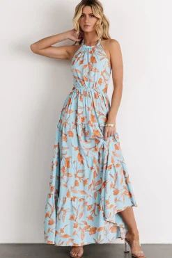 Baltic Born Laie Back Tie Maxi Dress | Blue + Orange