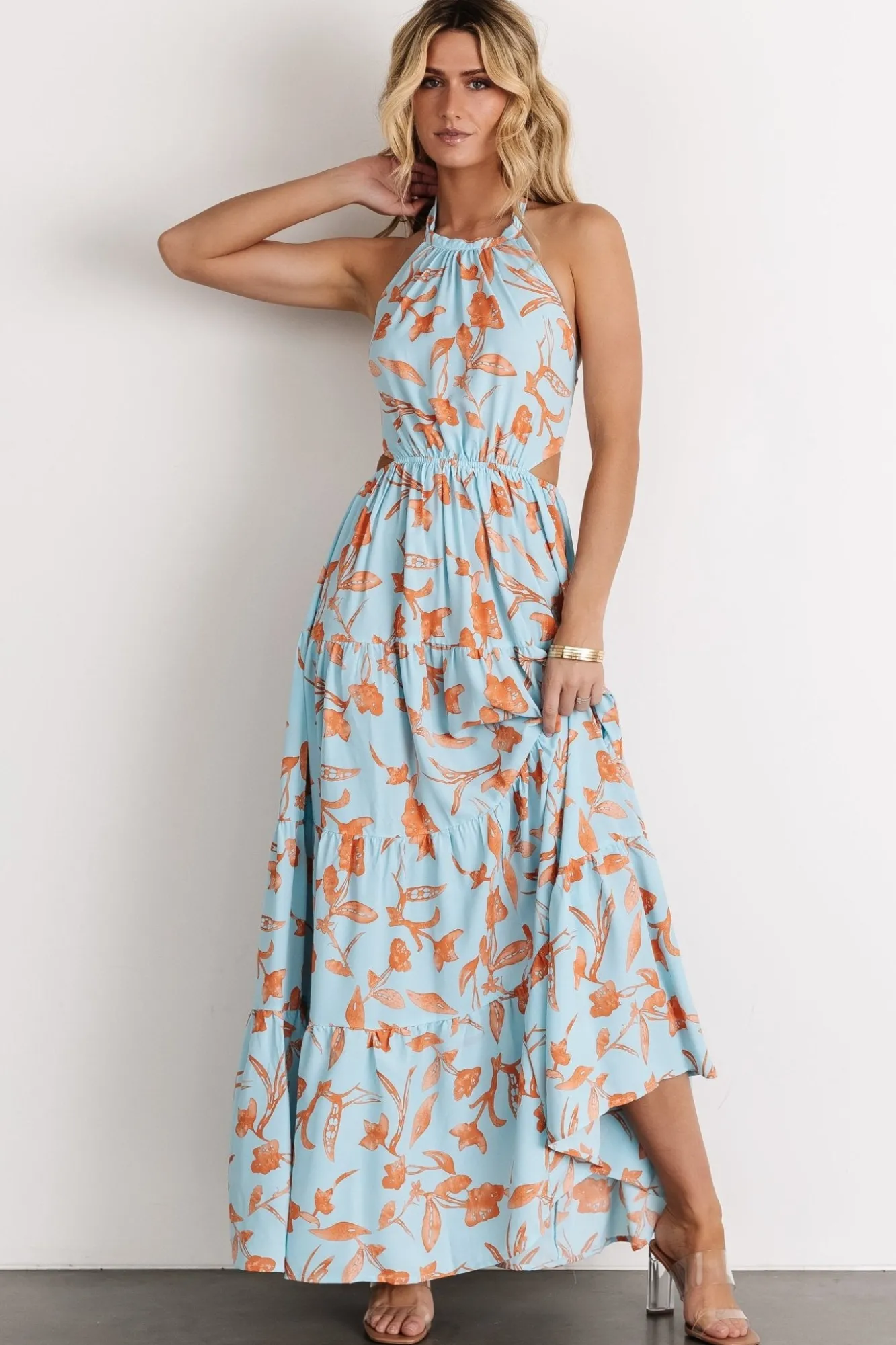 Baltic Born Laie Back Tie Maxi Dress | Blue + Orange