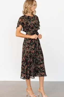 Baltic Born Laurel Midi Dress | Black + Red Floral