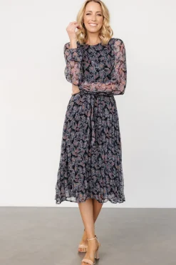 Baltic Born Laurie Midi Dress | Black Print