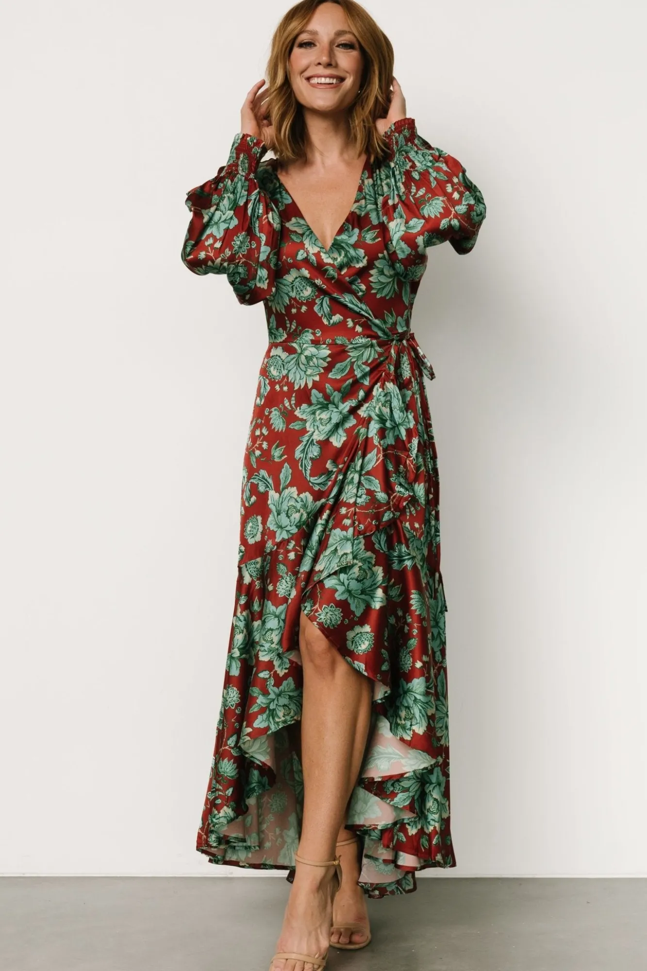 Baltic Born Lavinia Ruffle Maxi Dress | Rust + Green Floral