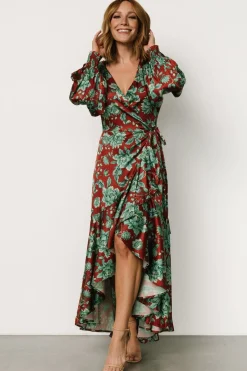 Baltic Born Lavinia Ruffle Maxi Dress | Rust + Green Floral