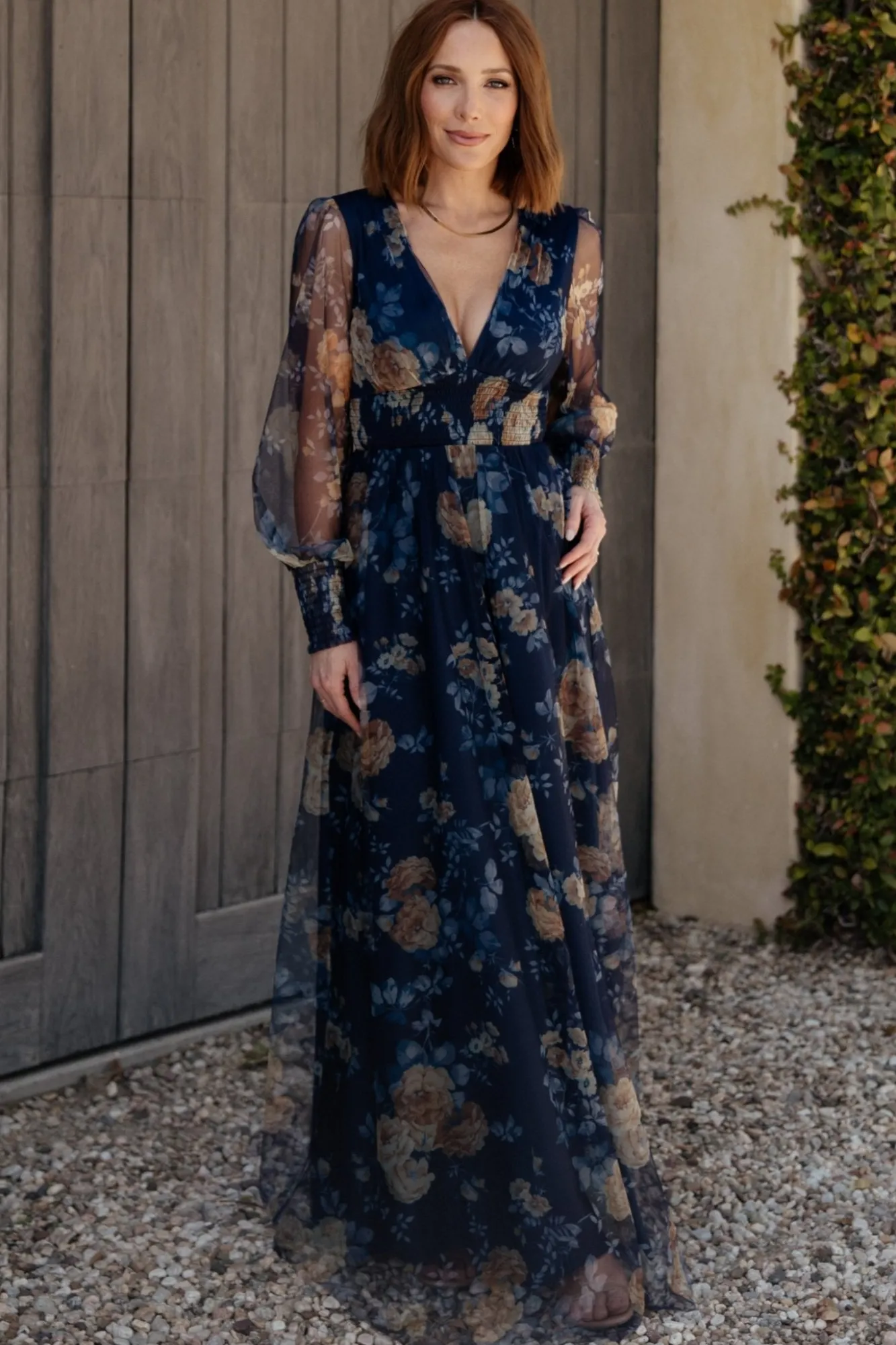 Baltic Born Layla Tulle Maxi Dress | Blue + Golden Floral