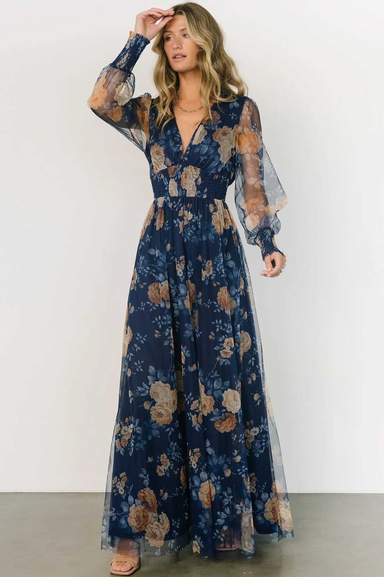 Baltic Born Layla Tulle Maxi Dress | Blue + Golden Floral