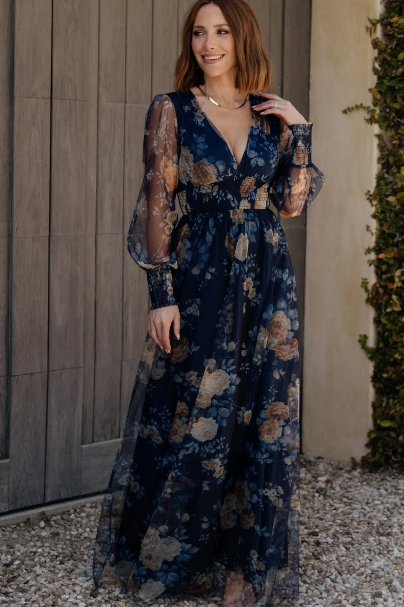 Baltic Born Layla Tulle Maxi Dress | Blue + Golden Floral