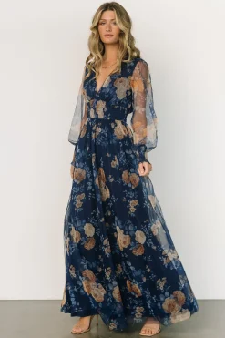 Baltic Born Layla Tulle Maxi Dress | Blue + Golden Floral