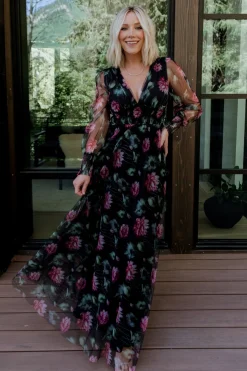 Baltic Born Layla Tulle Maxi Dress | Black Multi