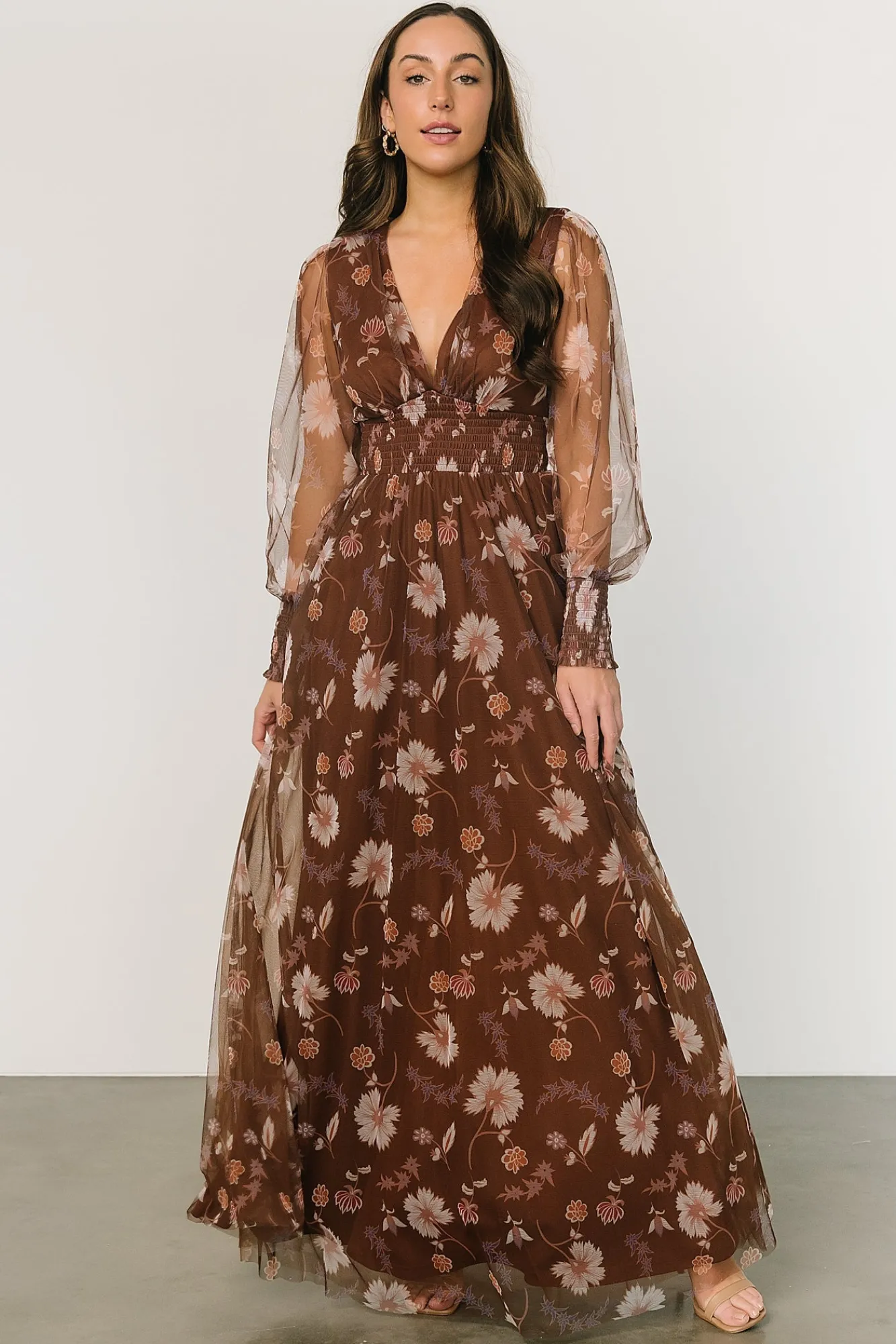 Baltic Born Layla Tulle Maxi Dress | Chestnut Floral