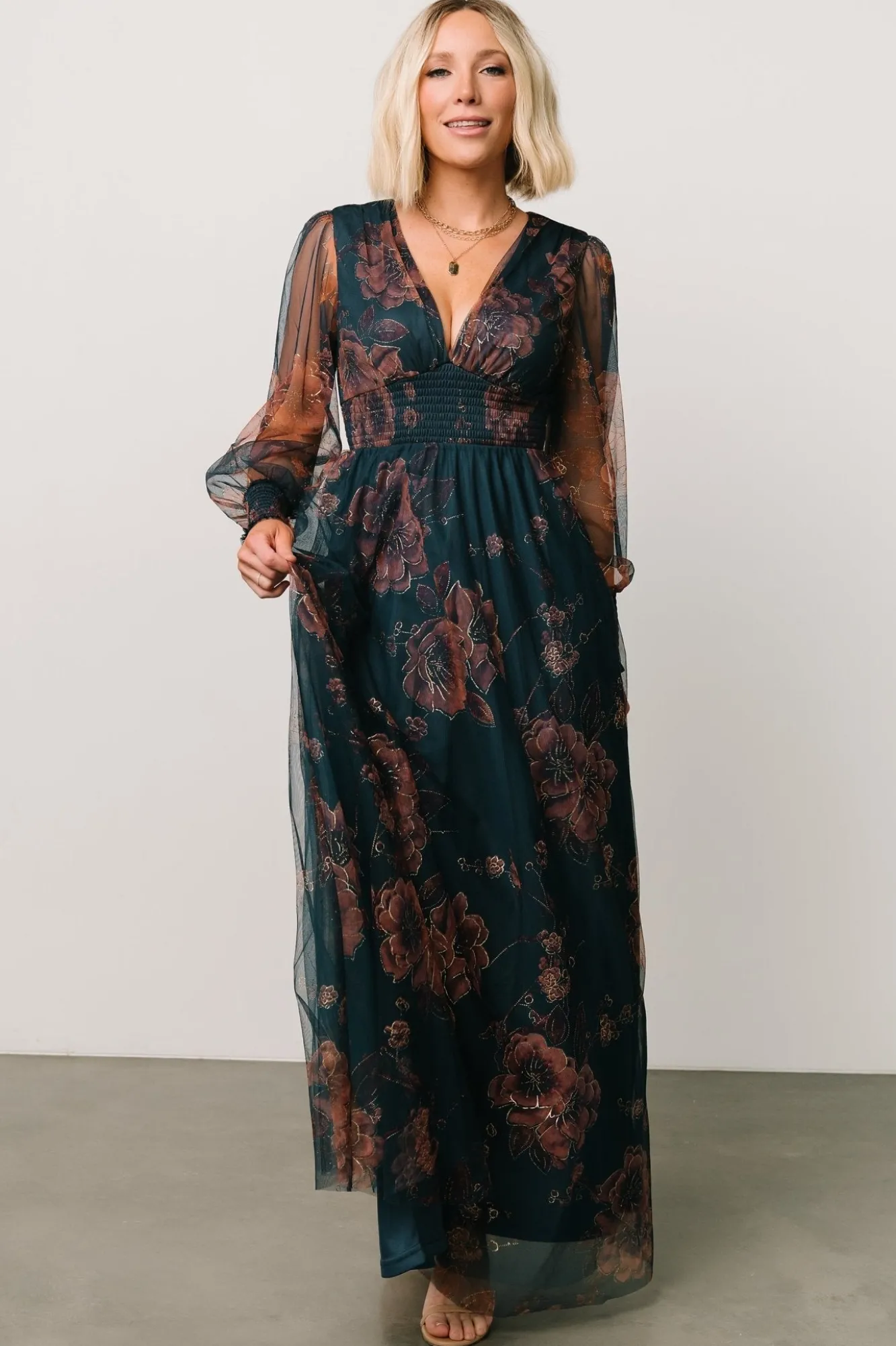 Baltic Born Layla Tulle Maxi Dress | Copper + Blue Metallic