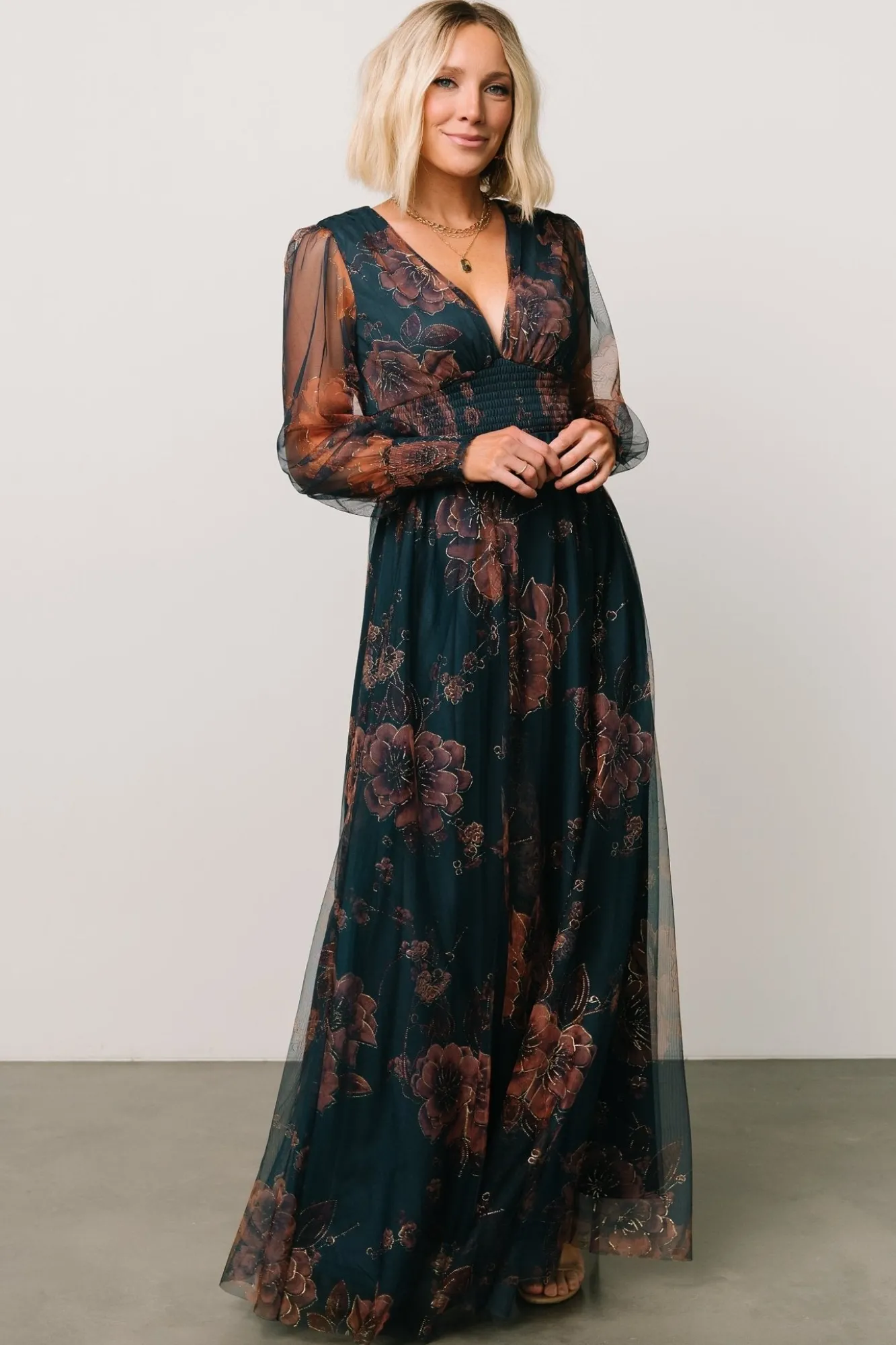 Baltic Born Layla Tulle Maxi Dress | Copper + Blue Metallic