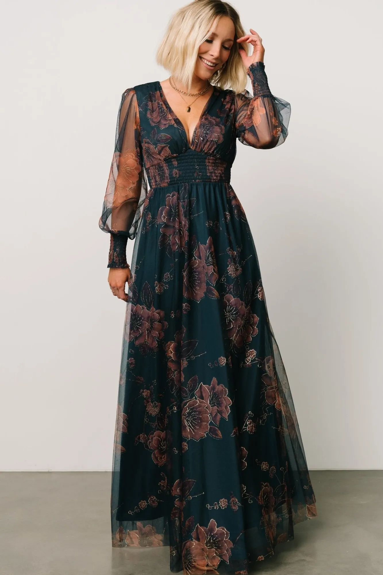 Baltic Born Layla Tulle Maxi Dress | Copper + Blue Metallic