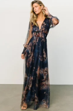 Baltic Born Layla Tulle Maxi Dress | Dark Blue Floral