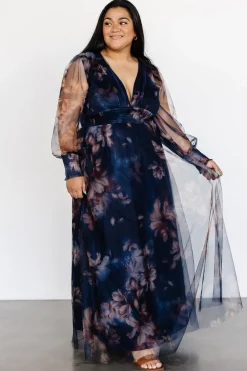 Baltic Born Layla Tulle Maxi Dress | Dark Blue Floral