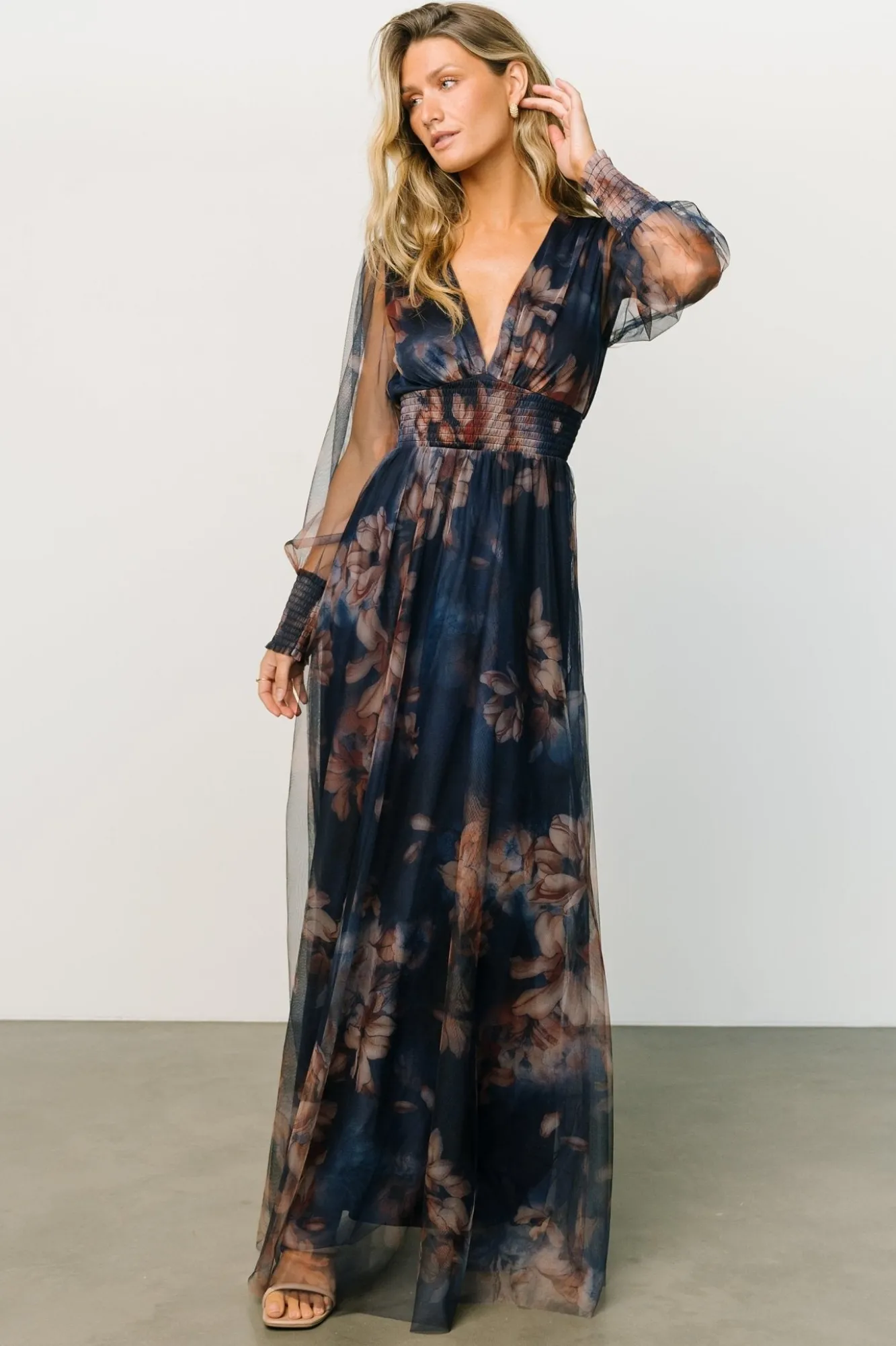 Baltic Born Layla Tulle Maxi Dress | Dark Blue Floral