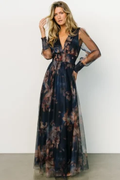 Baltic Born Layla Tulle Maxi Dress | Dark Blue Floral
