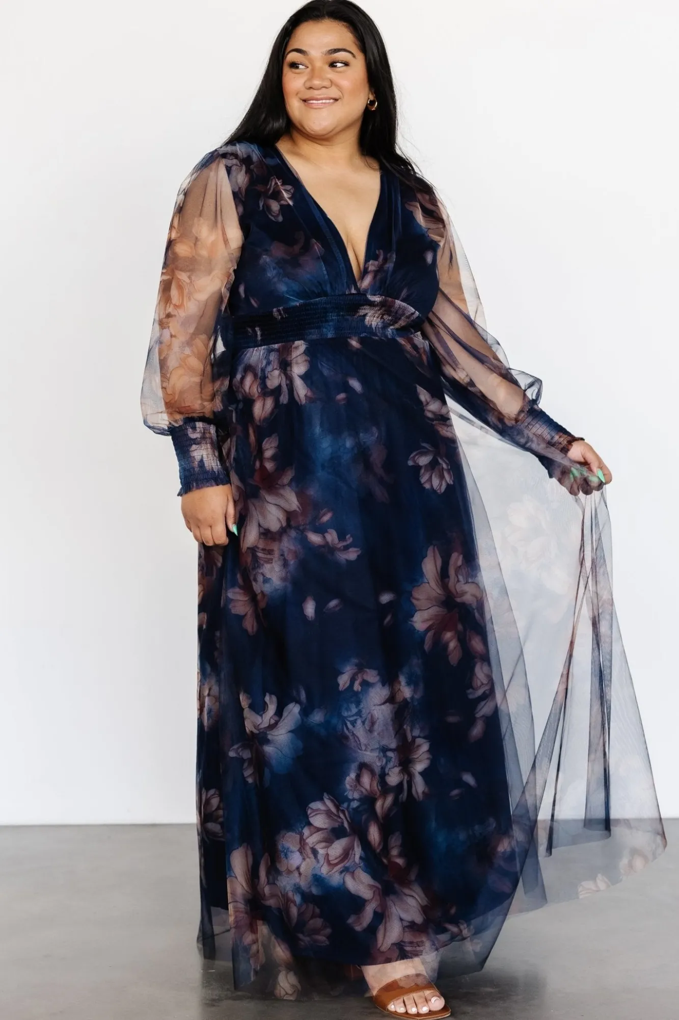 Baltic Born Layla Tulle Maxi Dress | Dark Blue Floral